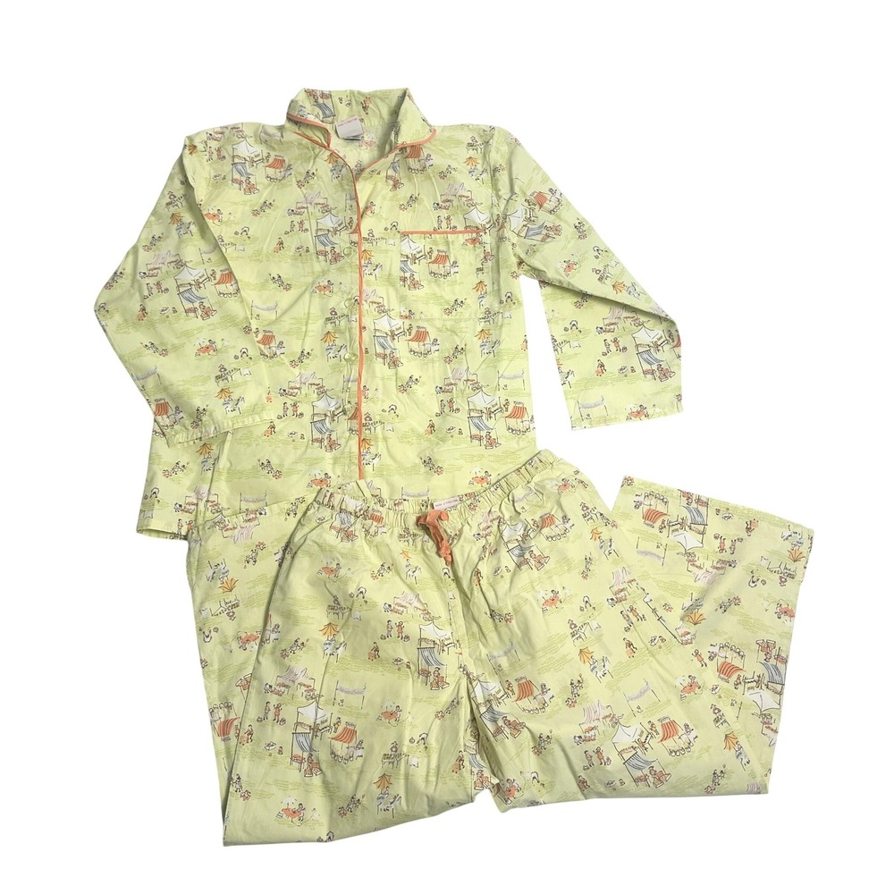Munki Munki Womens Farmers Market Cotton Pajama Set Size L Long Sleeve Y2K